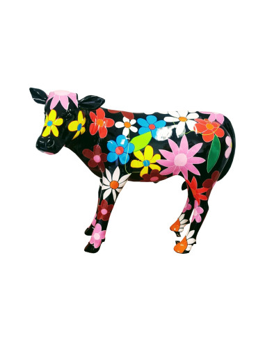 Figura Cielak Pop-Art Flower Power multikolor czarna wysoki połysk żywica