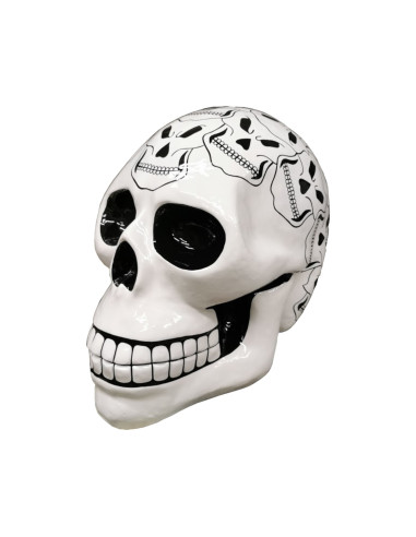 Figura Czaszka Pop-Art hard-edge Minimal biało-czarna wysoki połysk żywica