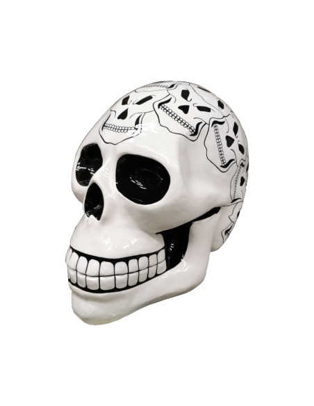 Figura Czaszka Pop-Art hard-edge Minimal biało-czarna wysoki połysk żywica