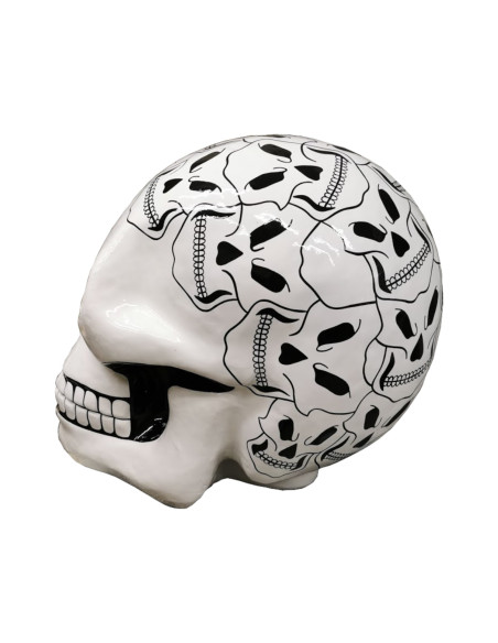 Figura Czaszka Pop-Art hard-edge Minimal biało-czarna wysoki połysk żywica