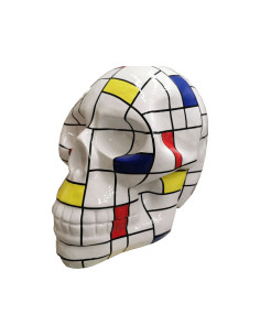 Figura Czaszka Pop-Art De Stijl Mondrian Multikolor wysoki połysk żywica