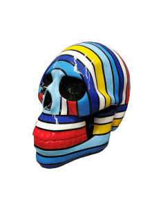 Figura Czaszka Pop-Art Op-Art geometryczne pasy multikolor wysoki połysk żywica