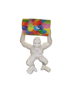 Figura Goryl Low-Poly z kolorową beczką Pop-Art biały wysoki połysk żywica