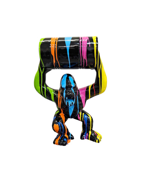 Figura Goryl z beczką Drip-Art Modern Design multikolor wysoki połysk żywica