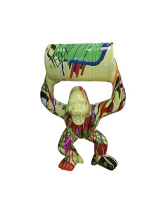 Figura Goryl z beczką Graffiti Drip-Art żółty multikolor wysoki połysk żywica