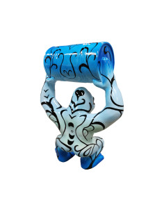 Figura Goryl z beczką Tattoo-Art Ornament błękitny wysoki połysk żywica 2