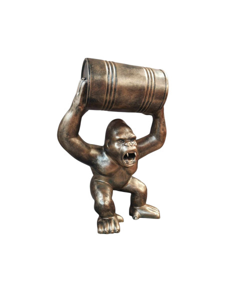 Figura Goryl z beczką Industrial Modern Design złoty metaliczny vintage żywica