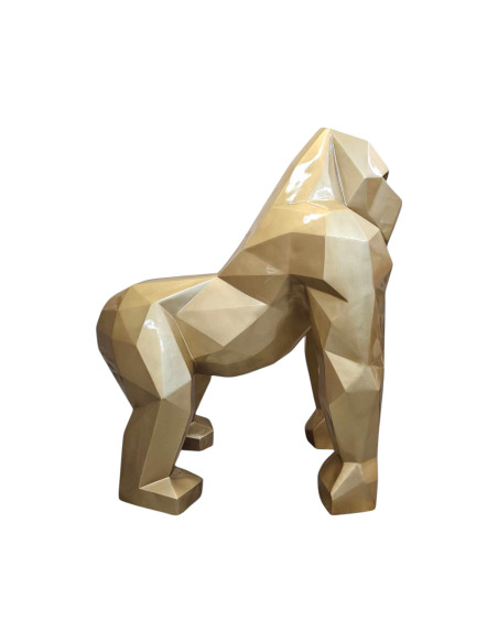 Figura Goryl Geometryczny Low-Poly Modern Design złoty wysoki połysk żywica