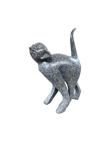 Figura Kot granitowy Stone Look szaro-biały wysoki połysk żywica