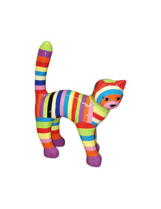 Figura Kot Pop-Art Rainbow tęczowe pasy multikolor wysoki połysk żywica