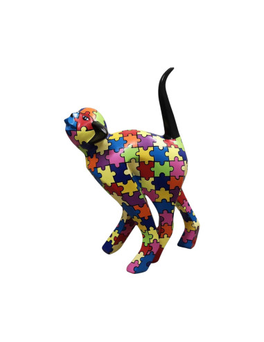 Figura Kot Pop-Art Puzzle Jigsaw multikolor Britto hard-edge wysoki połysk żywica
