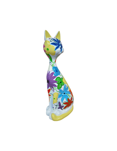 Figura Kot Pop-Art Boho Floral Art multikolor wysoki połysk żywica