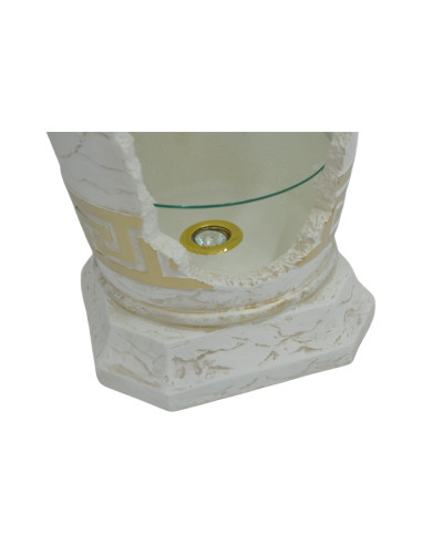 Biały barek regał w kształcie amfory - styl grecki, podświetlany, szklane półki, H: 1,27m